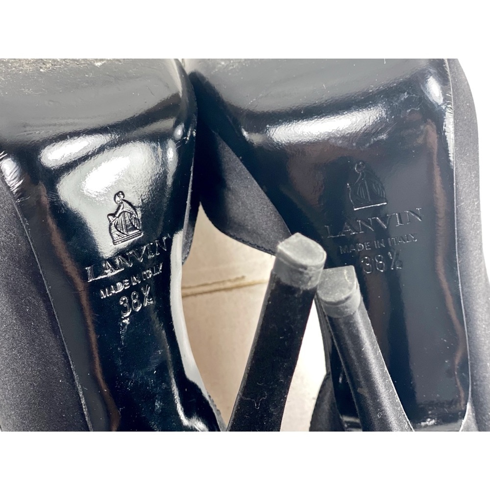 Lanvin Black Satin Semi D’Orsay Pumps With Bow - Picture 9 of 10